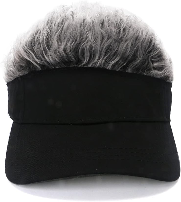 NNBDBVDHS Mens Visor with Hair Fake Hat with Hair for Men Funny Golf Hats Wig Hat Spiked Adjustable Baseball Cap - Image 3